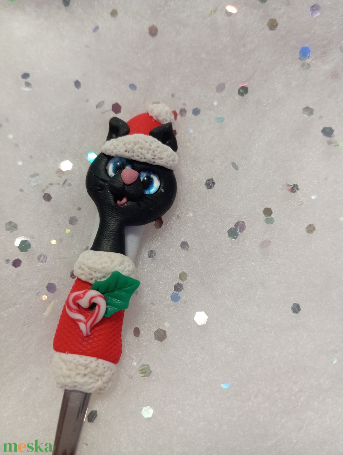 Fekete cica teáskanál kávéskanál - otthon & életmód - konyhafelszerelés, tálalás - tálalás - bögre & csésze - Meska.hu