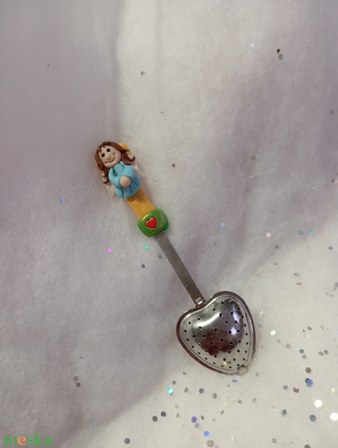 Angyalkás tea áztató szivecske - otthon & életmód - konyhafelszerelés, tálalás - tálalás - bögre & csésze - Meska.hu