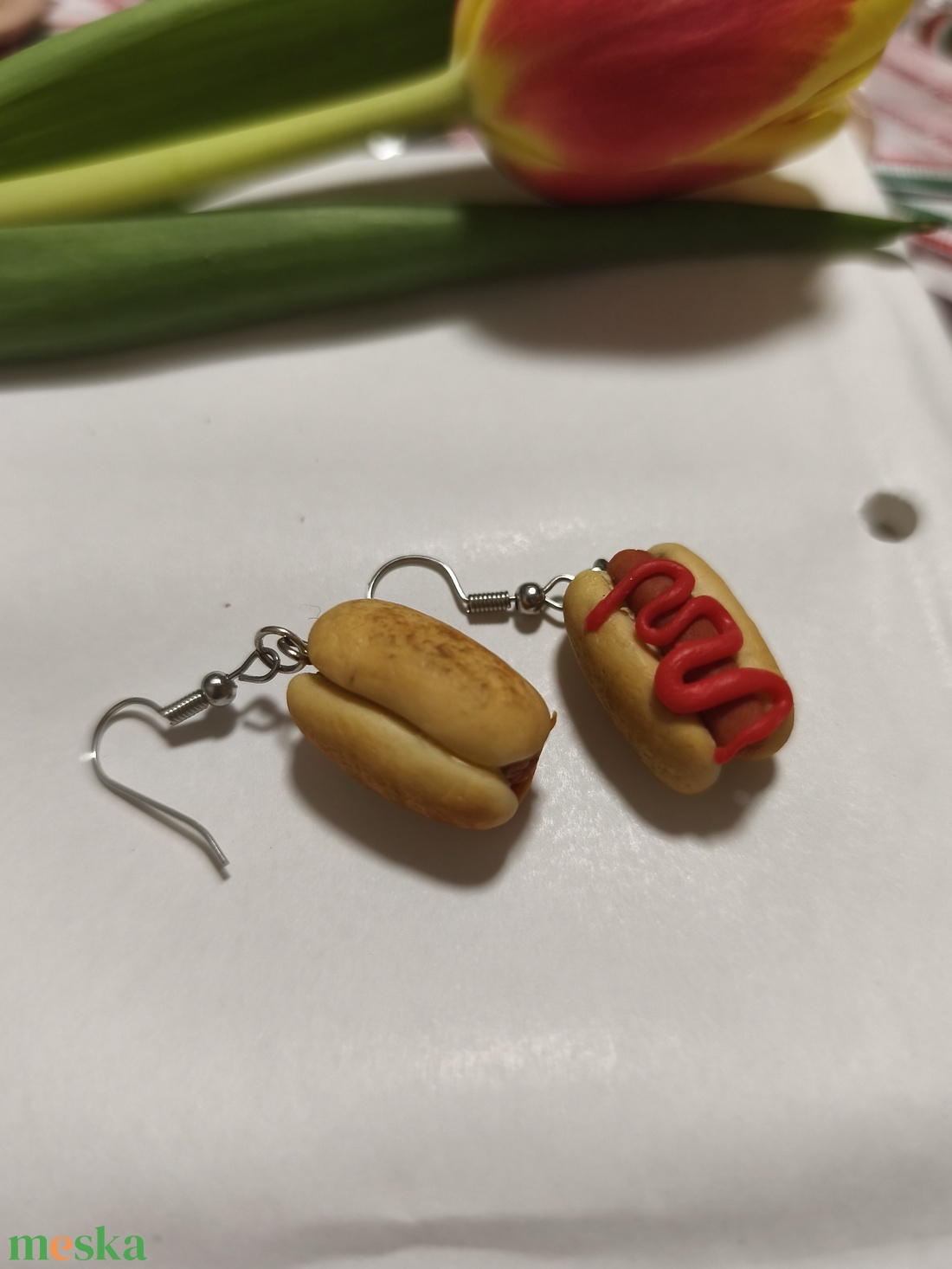 Hot dog  fülbevaló  - ékszer - fülbevaló - lógó fülbevaló - Meska.hu