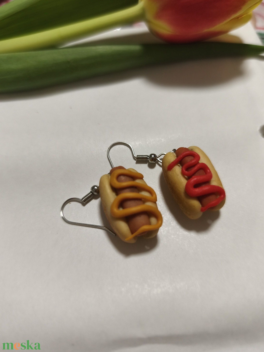 Hot dog  fülbevaló  - ékszer - fülbevaló - lógó fülbevaló - Meska.hu