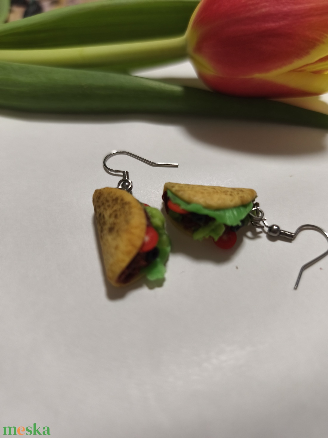 Marhahúsos Taco fülbevaló  - ékszer - fülbevaló - lógó fülbevaló - Meska.hu