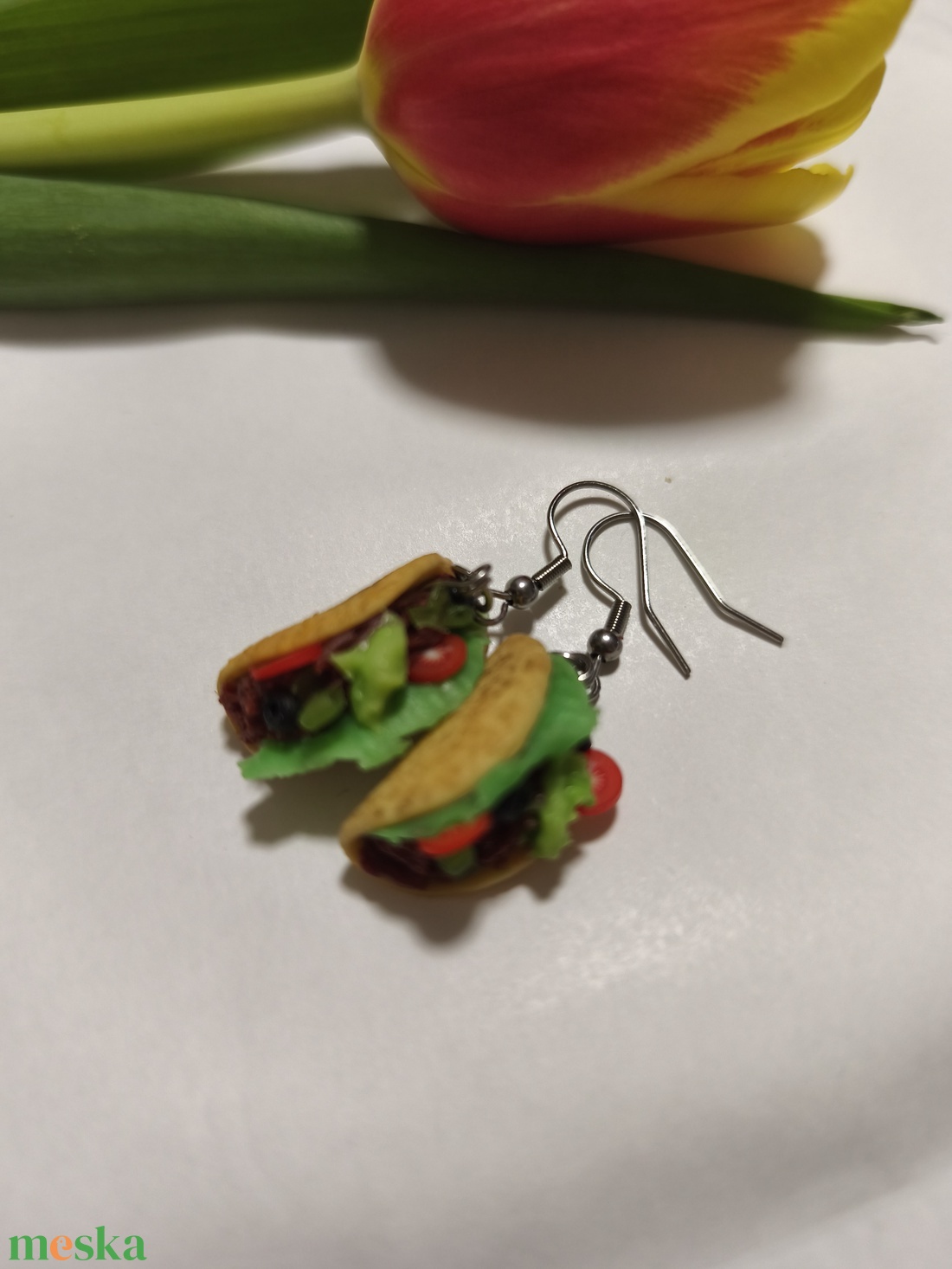 Marhahúsos Taco fülbevaló  - ékszer - fülbevaló - lógó fülbevaló - Meska.hu