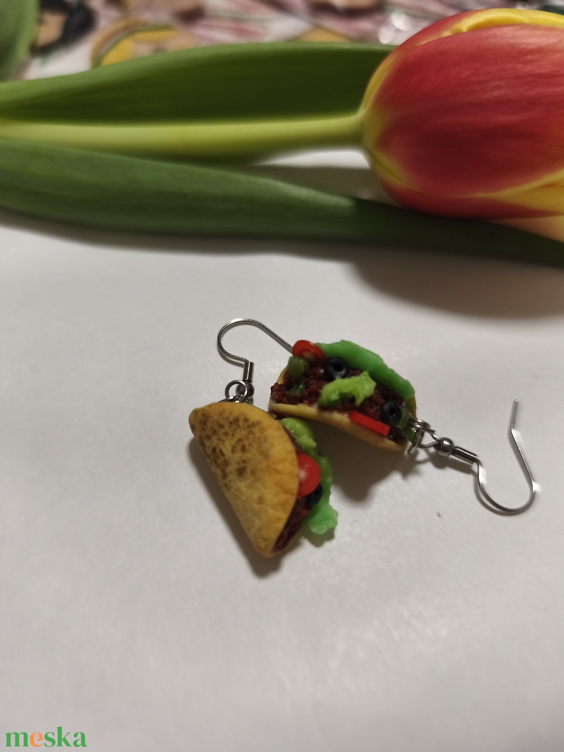 Marhahúsos Taco fülbevaló  - ékszer - fülbevaló - lógó fülbevaló - Meska.hu