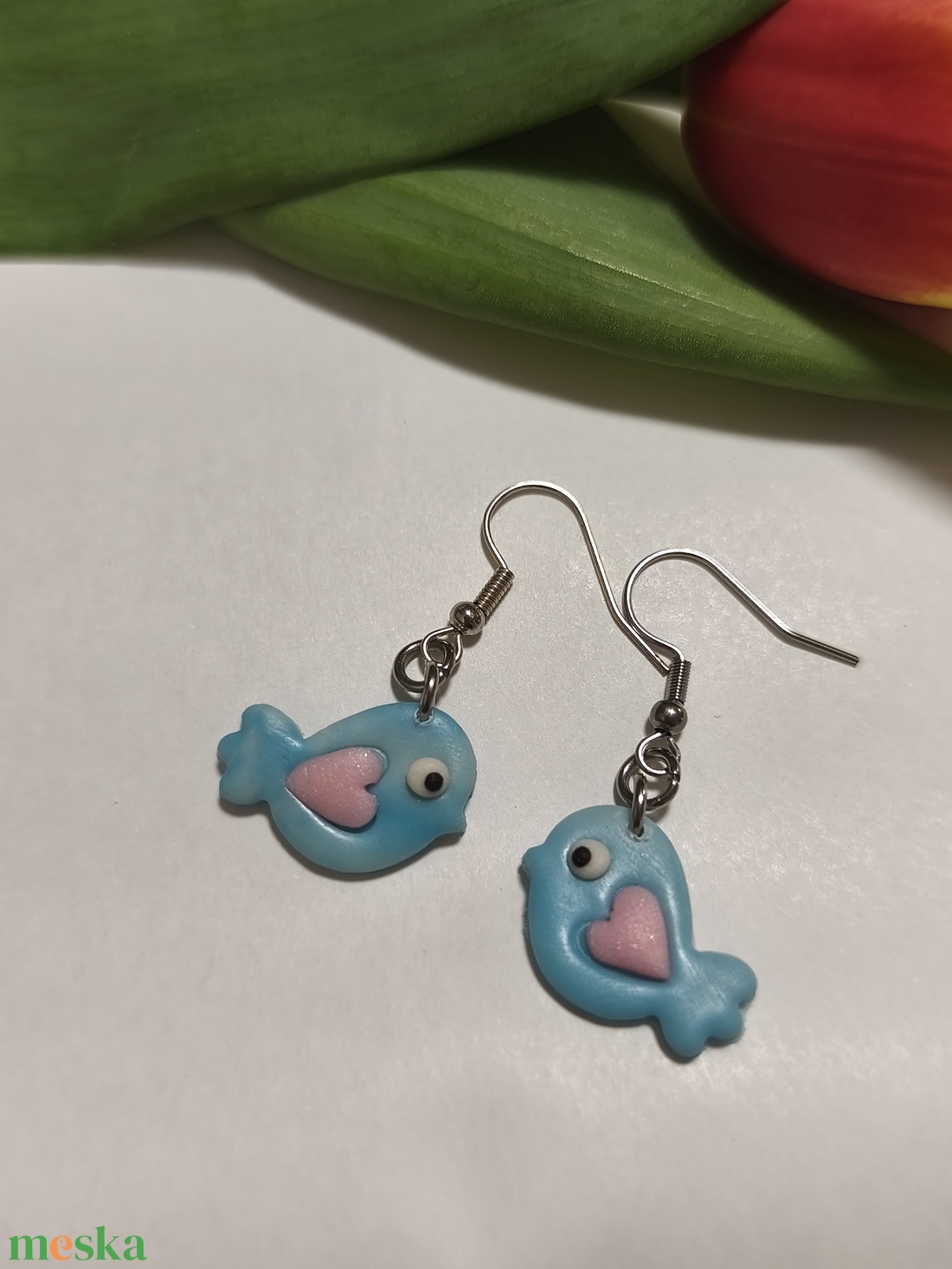 A boldogság kék madárkája fülbevaló  - ékszer - fülbevaló - lógó fülbevaló - Meska.hu