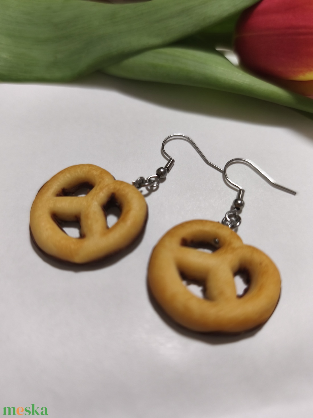 Csokis perec fülbevaló  - ékszer - fülbevaló - lógó fülbevaló - Meska.hu