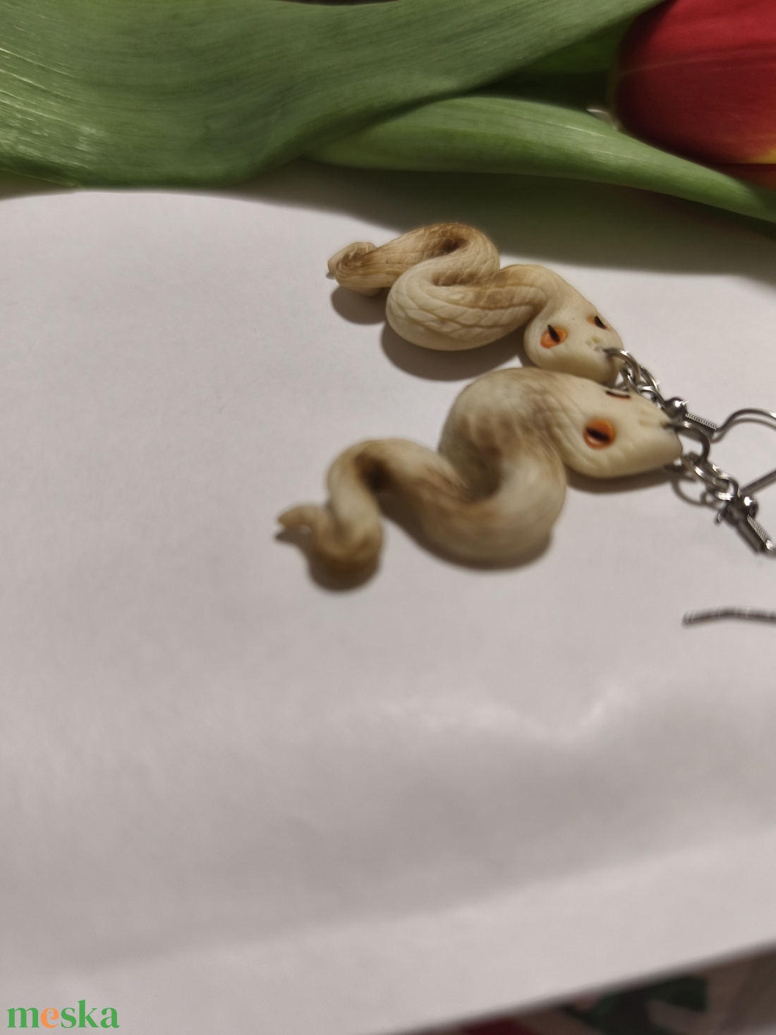 Kígyó fülbevaló  - ékszer - fülbevaló - lógó fülbevaló - Meska.hu