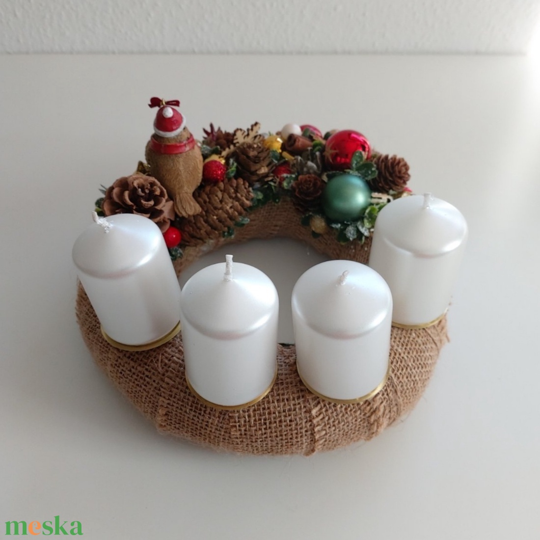 Madárdíszes adventi koszorú - karácsony - adventi díszek - adventi koszorú - Meska.hu