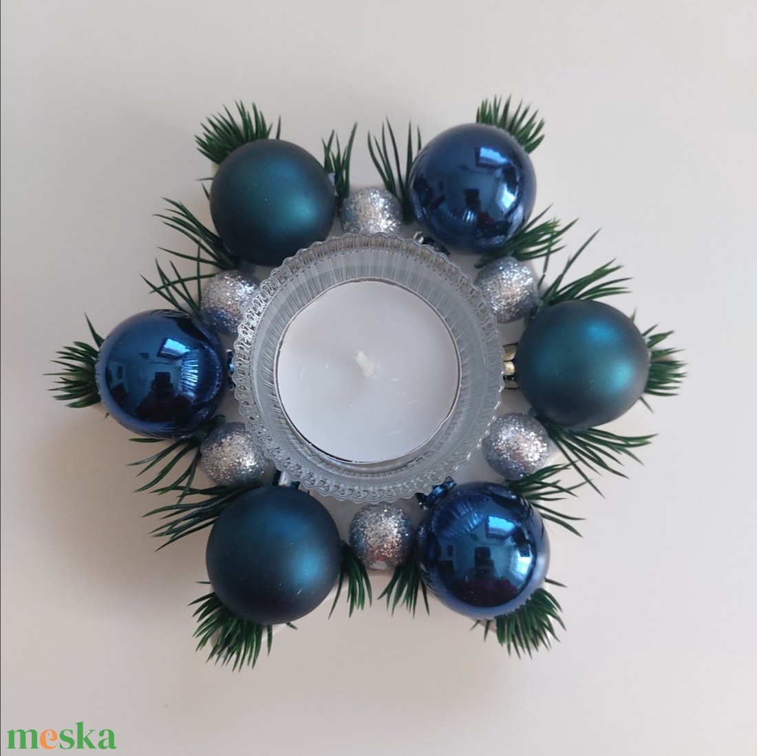 Kék és ezüst díszes karácsonyi mécsestartó - karácsony - karácsonyi lakásdekoráció - ünnepi asztaldekoráció - Meska.hu Kék és ezüst díszes karácsonyi mécsestartó - karácsony - karácsonyi lakásdekoráció - ünnepi asztaldekoráció - Meska.hu