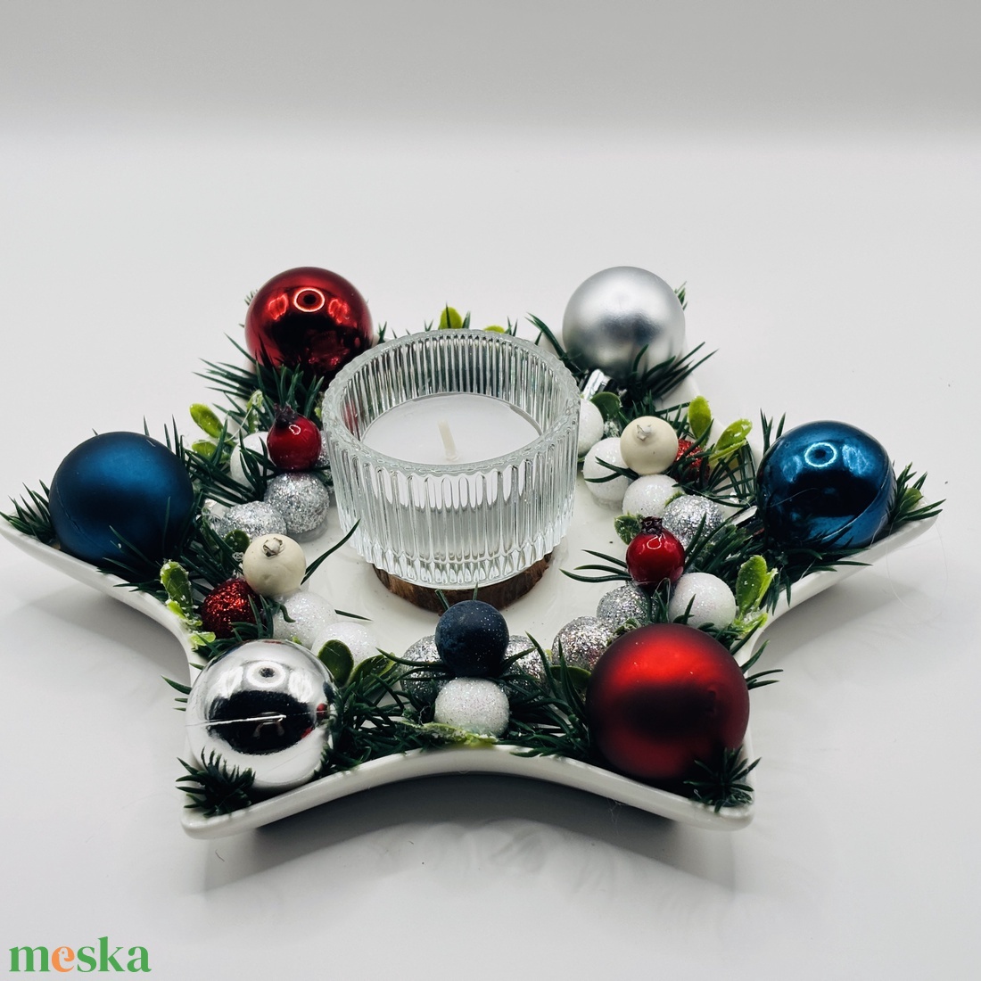 Karácsonyi asztaldísz a Patriots színeiben  - karácsony - karácsonyi lakásdekoráció - ünnepi asztaldekoráció - Meska.hu