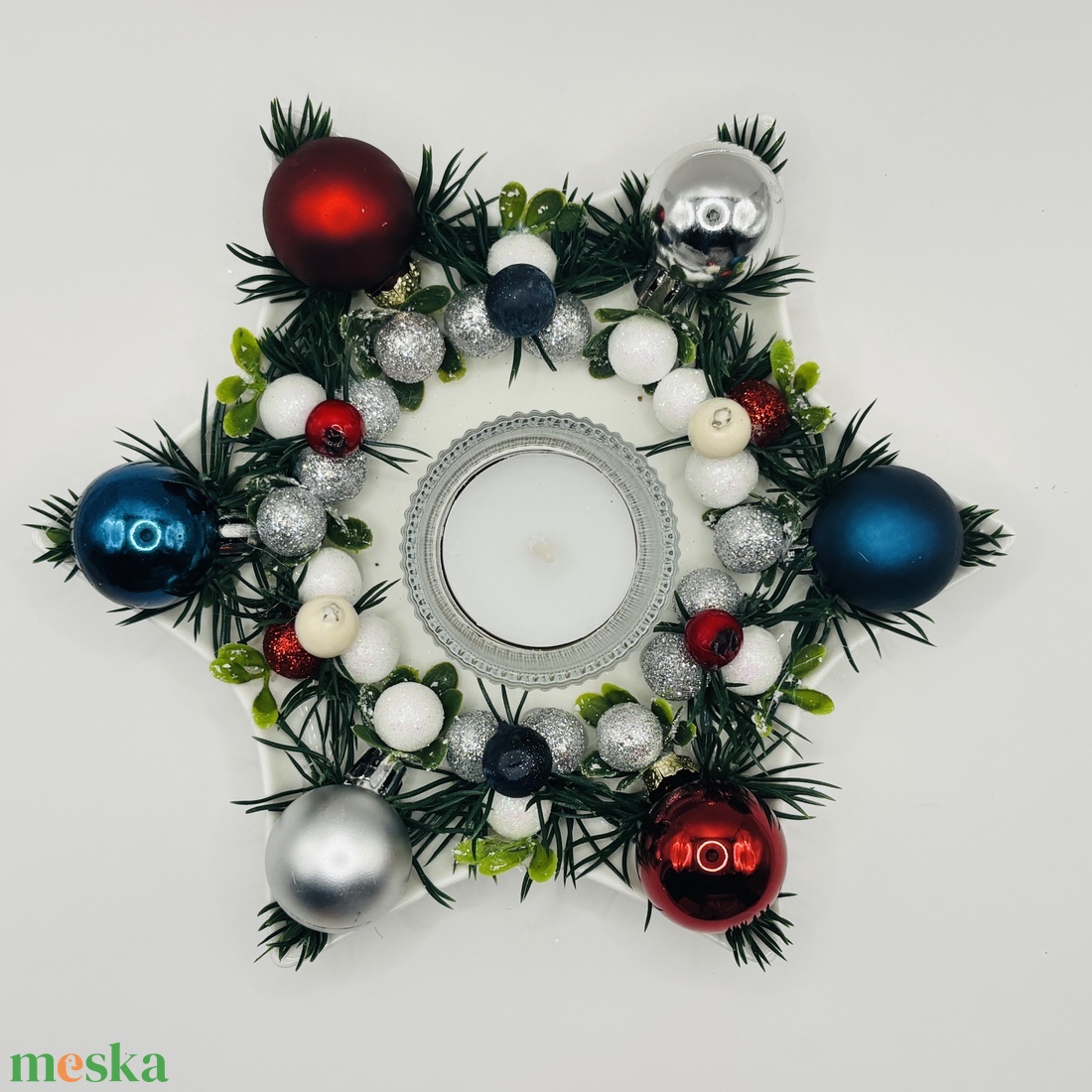 Karácsonyi asztaldísz a Patriots színeiben  - karácsony - karácsonyi lakásdekoráció - ünnepi asztaldekoráció - Meska.hu