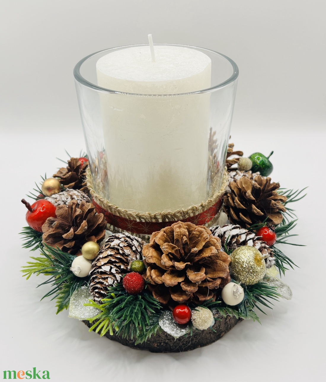 Karácsonyi asztaldísz erdei hangulattal - karácsony - karácsonyi lakásdekoráció - ünnepi asztaldekoráció - Meska.hu