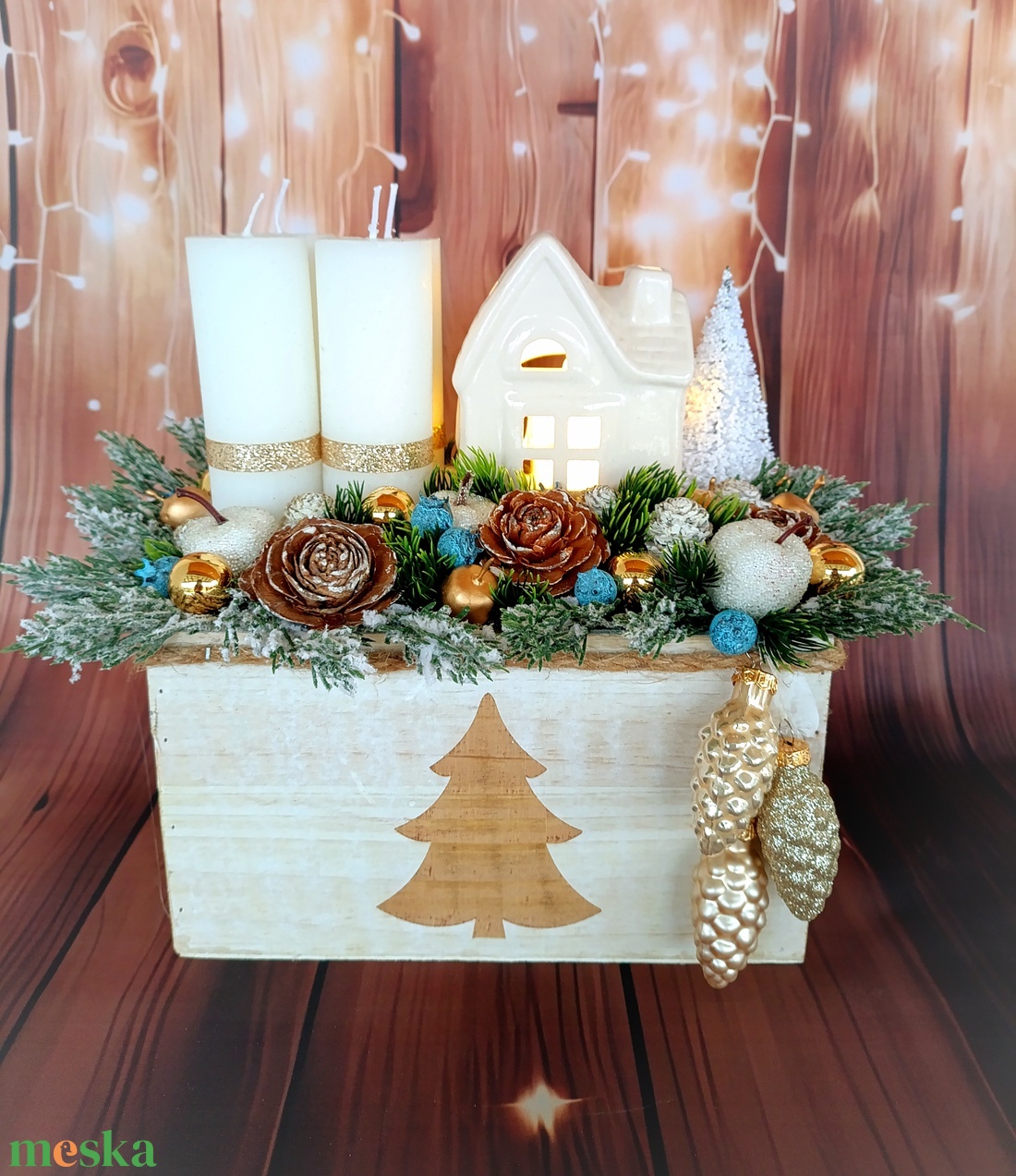 Házikós adventi ajtódísz  - karácsony - adventi díszek - adventi asztaldísz - Meska.hu