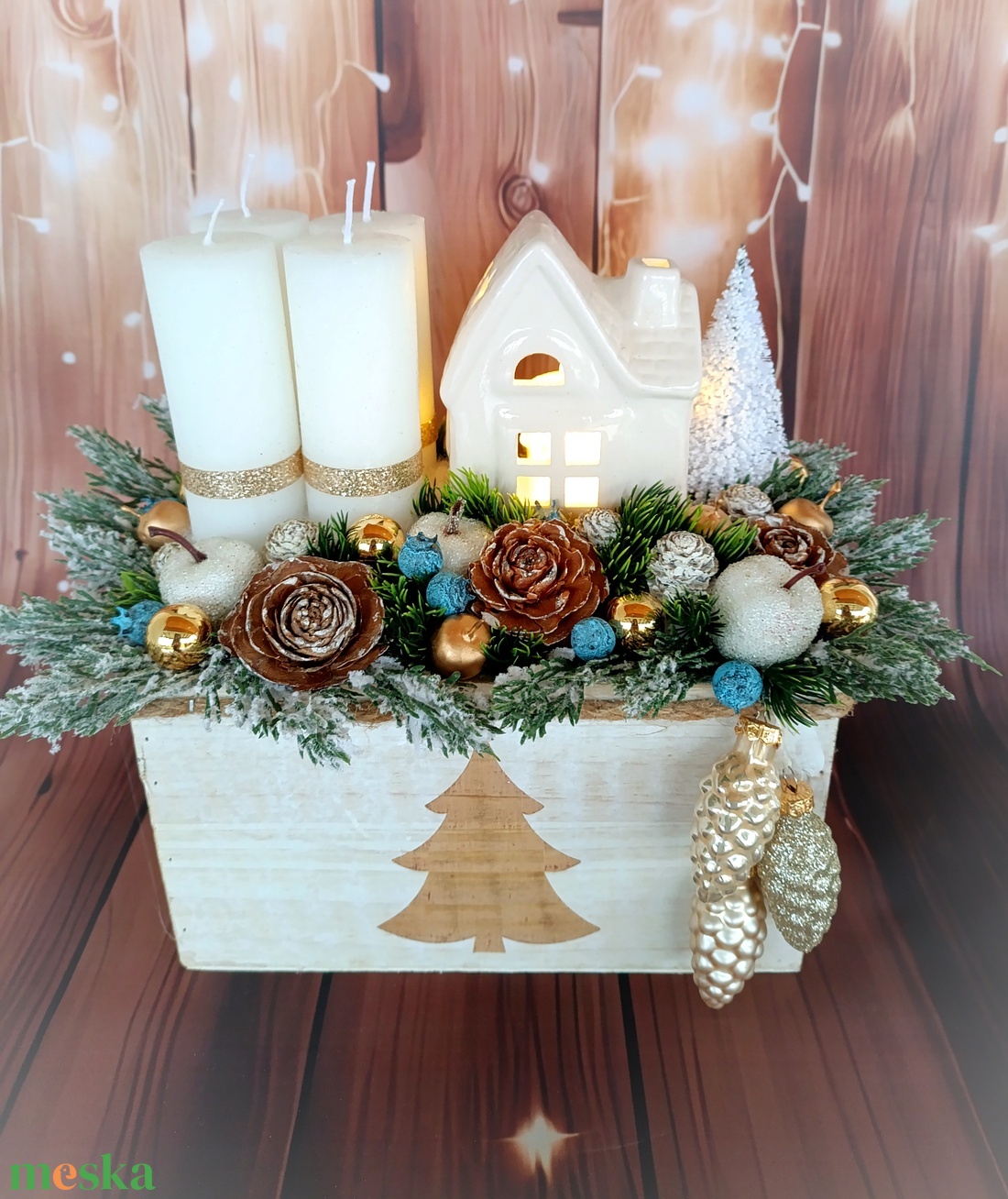 Házikós adventi ajtódísz  - karácsony - adventi díszek - adventi asztaldísz - Meska.hu