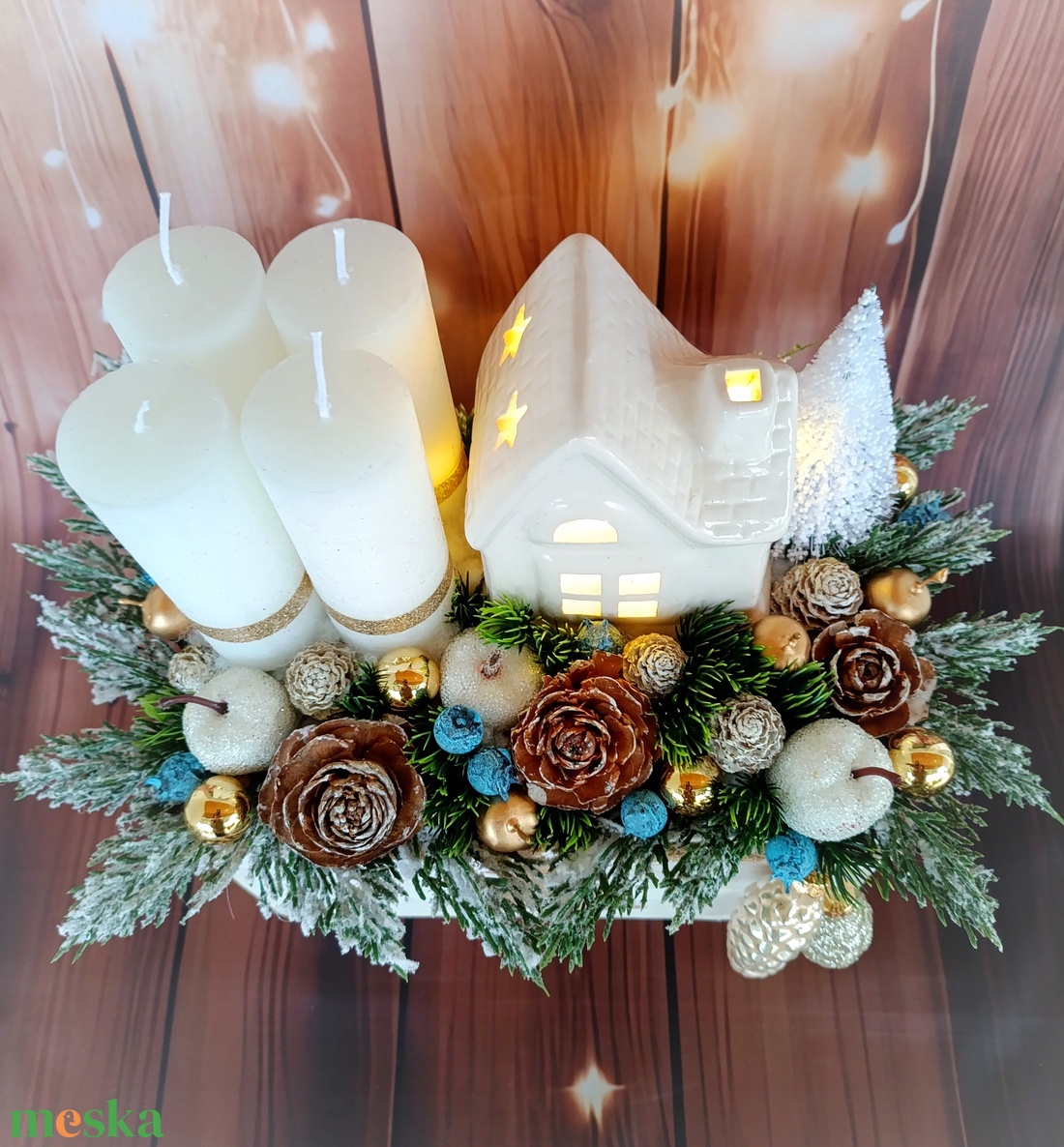 Házikós adventi ajtódísz  - karácsony - adventi díszek - adventi asztaldísz - Meska.hu