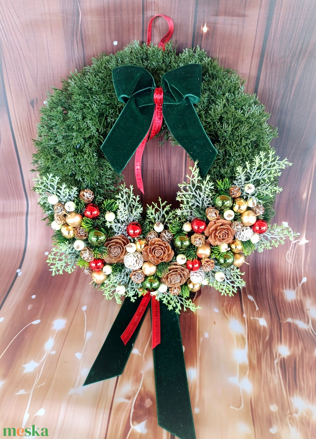 Karácsonyi fenyős ajtódísz  - karácsony - adventi díszek - adventi ajtódísz - Meska.hu