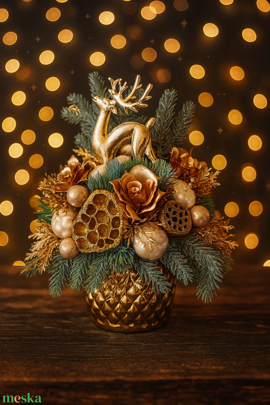 Szarvasos karácsonyi asztaldísz  - karácsony - adventi díszek - adventi asztaldísz - Meska.hu