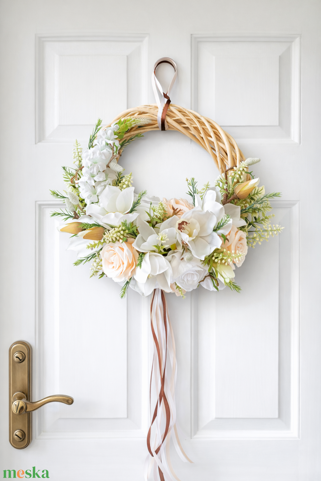 Tavaszi�nyári virágos ajtódísz � 35 cm-es kézműves kopogtató - otthon & életmód - dekoráció - ajtó- és ablak dekoráció - ajtódísz & kopogtató - Meska.hu