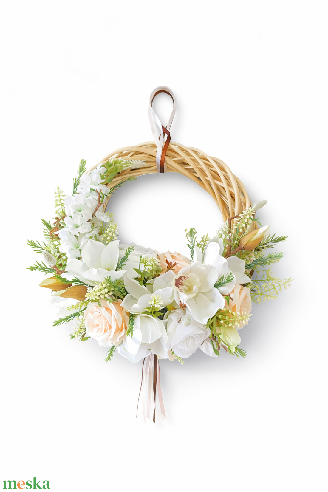 Tavaszi�nyári virágos ajtódísz � 35 cm-es kézműves kopogtató - otthon & életmód - dekoráció - ajtó- és ablak dekoráció - ajtódísz & kopogtató - Meska.hu