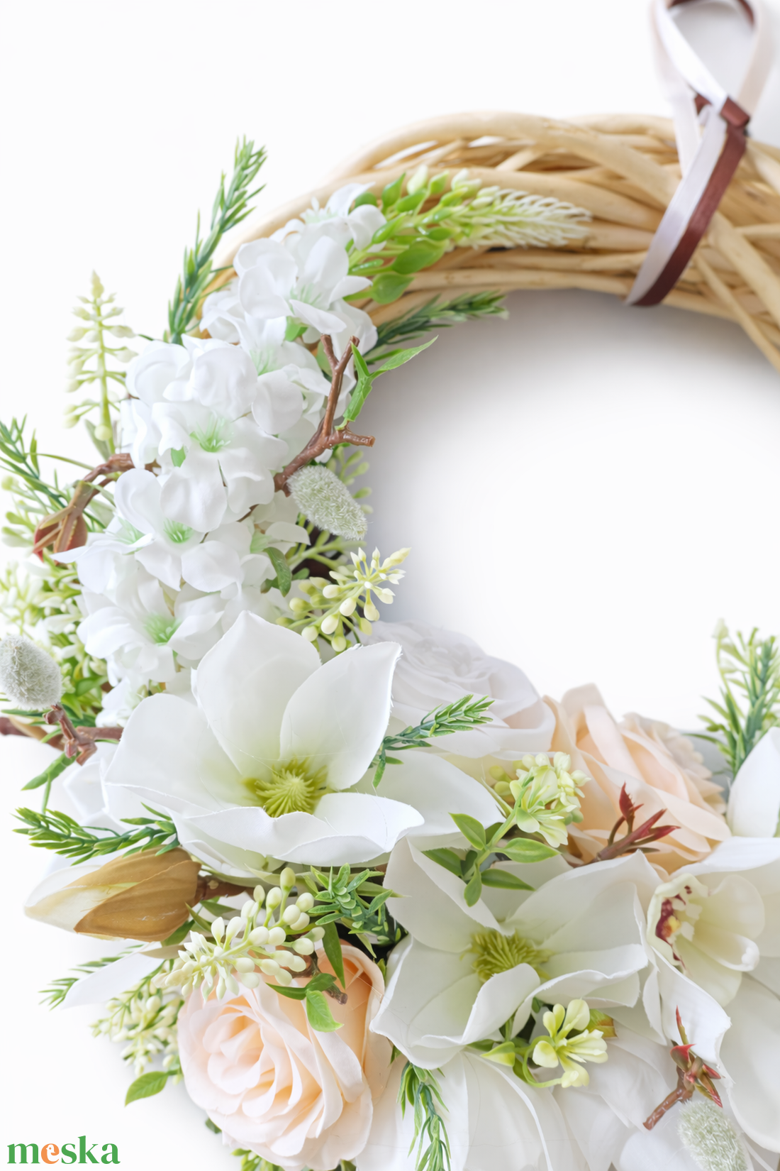 Tavaszi�nyári virágos ajtódísz � 35 cm-es kézműves kopogtató - otthon & életmód - dekoráció - ajtó- és ablak dekoráció - ajtódísz & kopogtató - Meska.hu