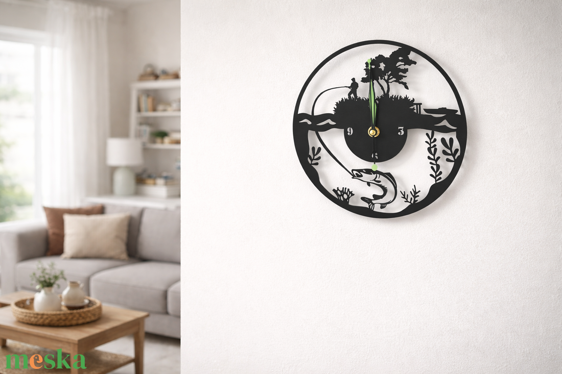 Horgászos falióra - otthon & életmód - dekoráció - fali és függő dekoráció - falióra & óra - Meska.hu