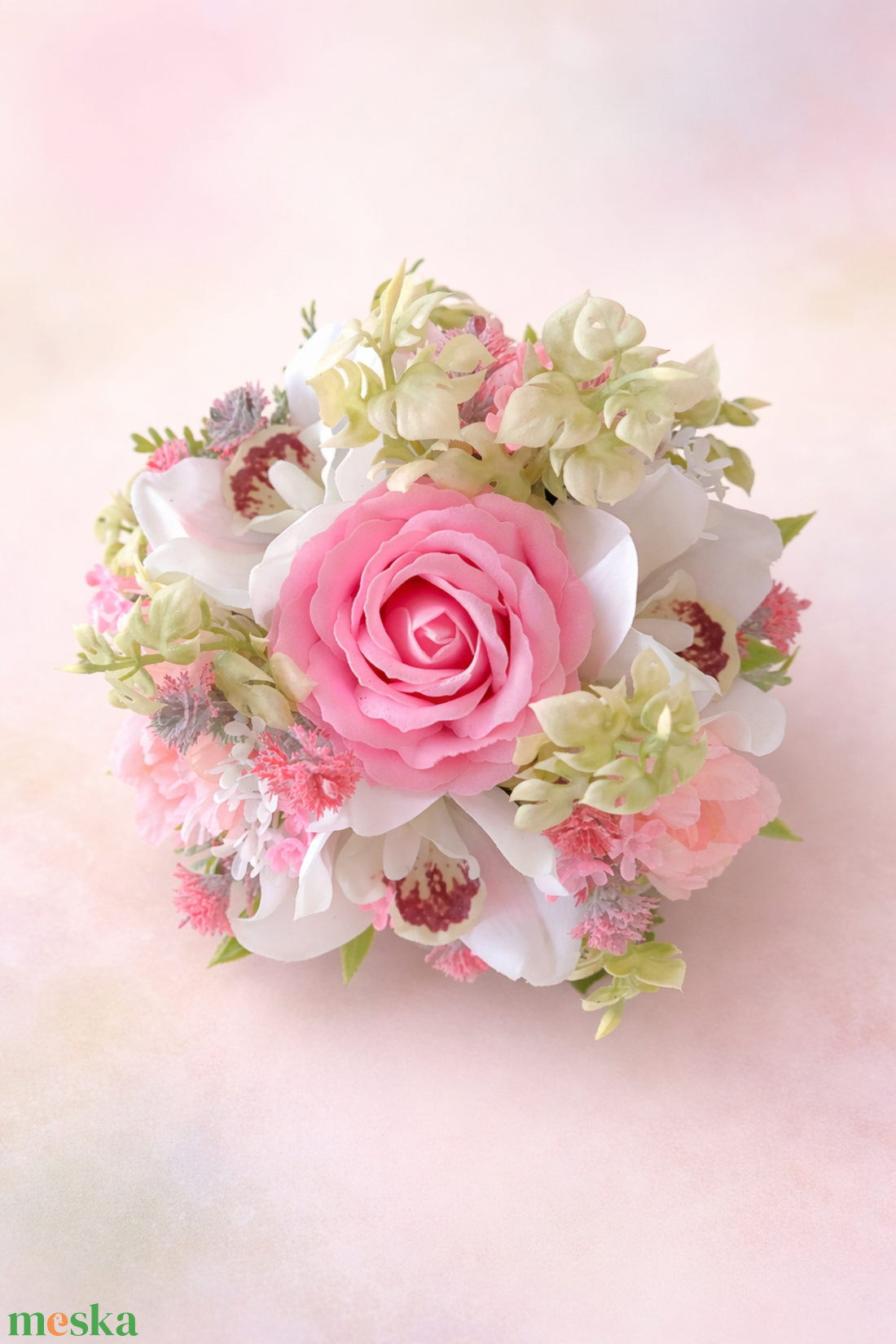 Rózsás virágbox orchideával � elegáns asztaldísz - otthon & életmód - dekoráció - asztal és polc dekoráció - asztaldísz - Meska.hu