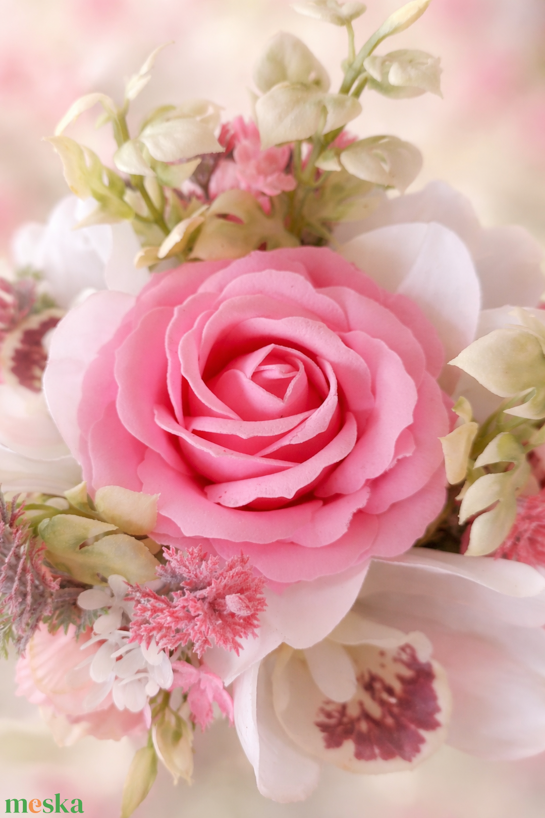 Rózsás virágbox orchideával � elegáns asztaldísz - otthon & életmód - dekoráció - asztal és polc dekoráció - asztaldísz - Meska.hu