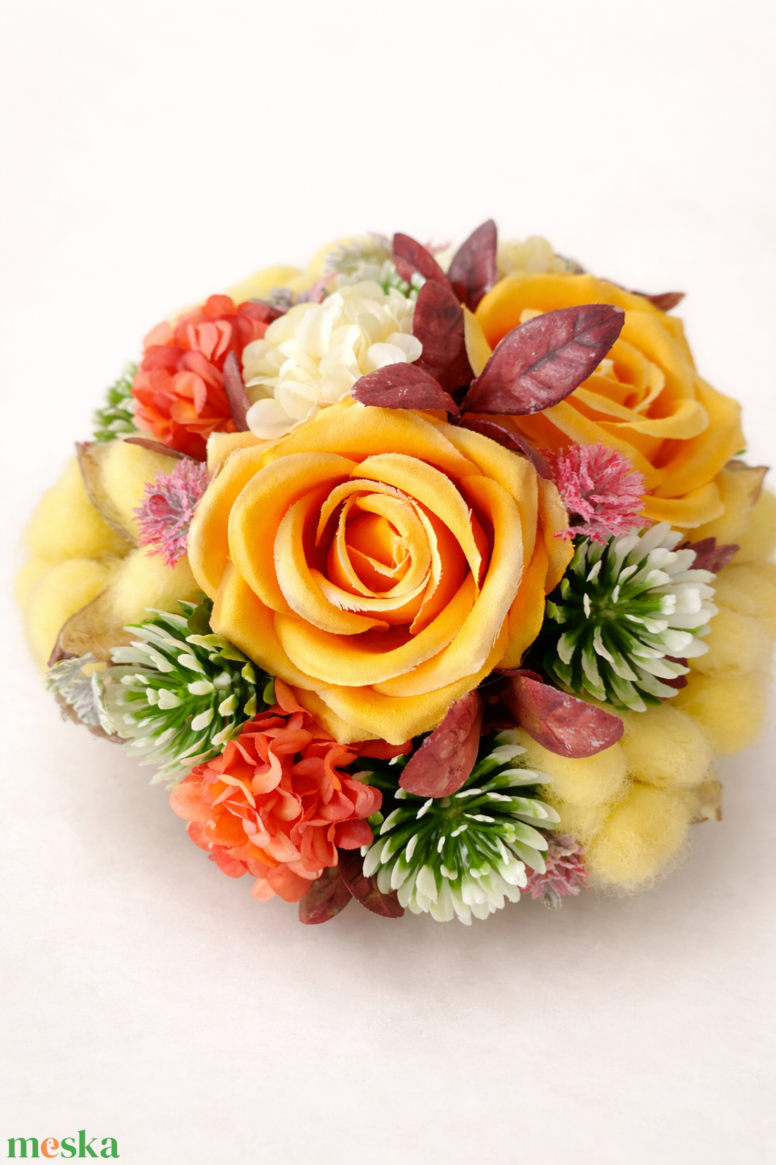 Vidám, napfényes hangulatú asztaldísz � selyemvirág kompozíció - otthon & életmód - dekoráció - asztal és polc dekoráció - asztaldísz - Meska.hu