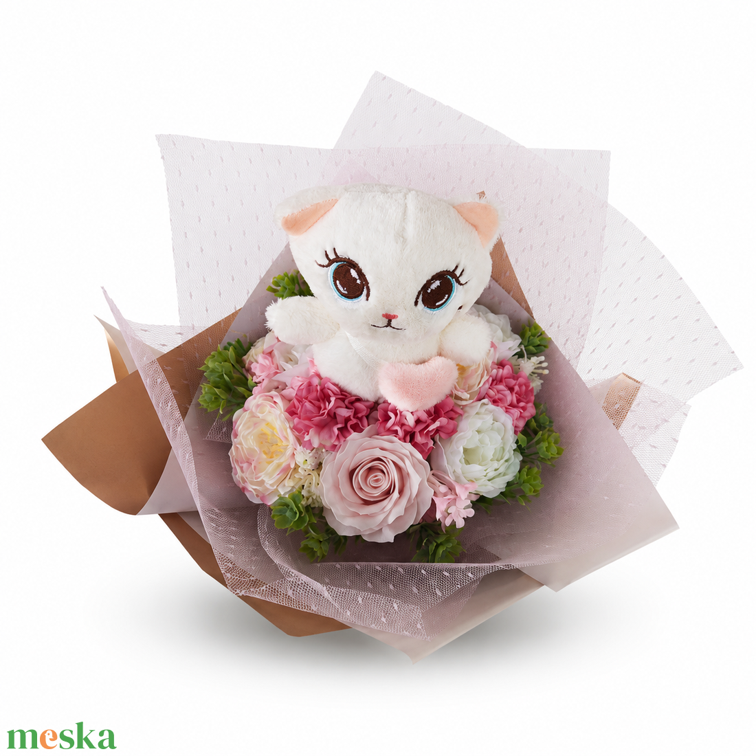 Cicaölelés ballagási csokor - otthon & életmód - dekoráció - asztal és polc dekoráció - asztaldísz - Meska.hu