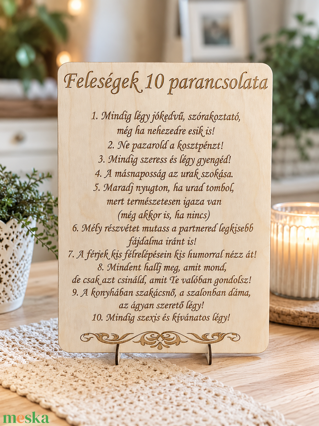 Feleségek 10 parancsolata � gravírozott fatábla - otthon & életmód - dekoráció - kép & falikép - táblakép - Meska.hu