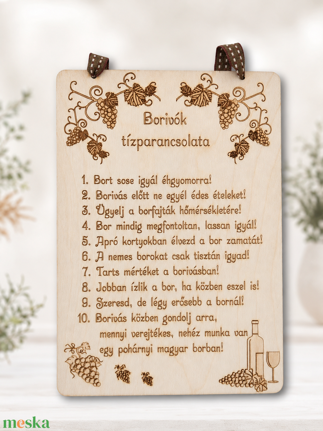 Borivók tízparancsolata � gravírozott fa falitábla20 - otthon & életmód - dekoráció - kép & falikép - táblakép - Meska.hu