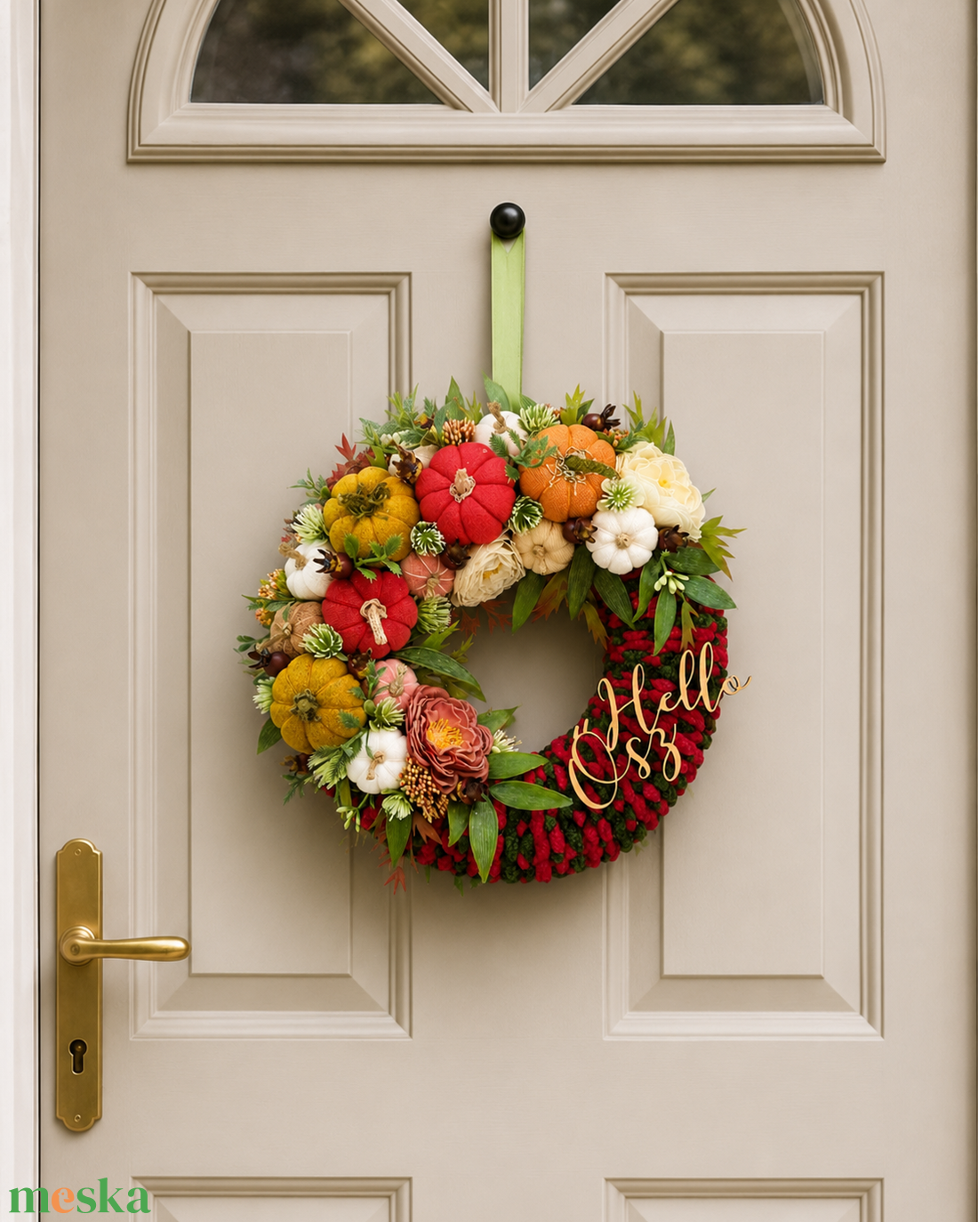 Őszi horgolt ajtódísz � Hello Ősz felirattal (24 cm) - otthon & életmód - dekoráció - ajtó- és ablak dekoráció - ajtódísz & kopogtató - Meska.hu