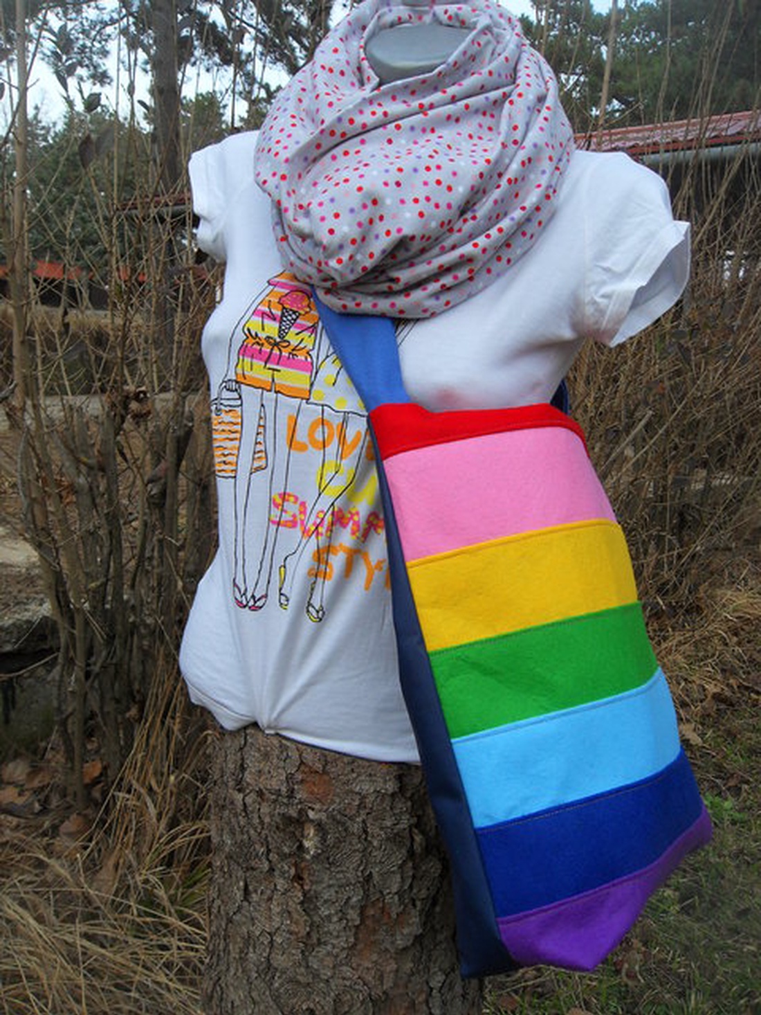 Tavasz kollekció / Szivárvány Csíkos Oldaltáska -  - Meska.hu