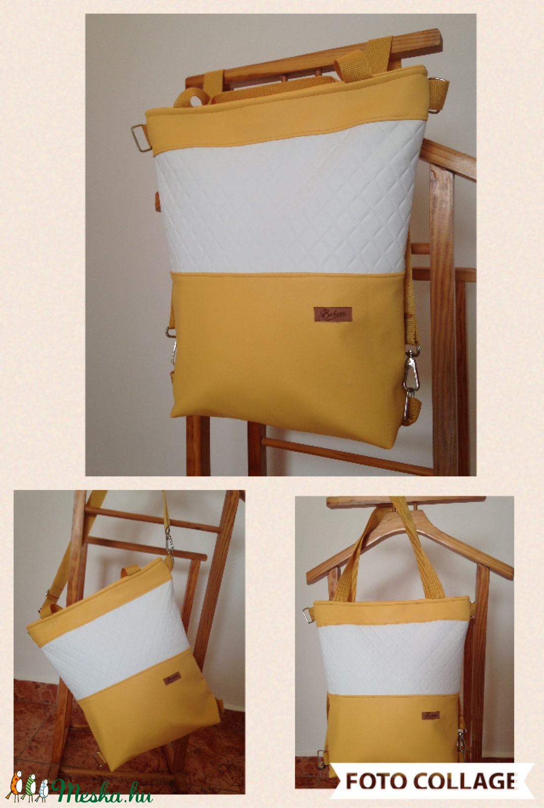 3in1 táska okkersárga- fehér -  - Meska.hu