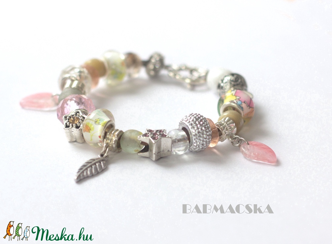 Vintage szerelem - Világos színekben pompázó Pandora stílusú charm karkötő - ékszer - karkötő - charm karkötő - Meska.hu Vintage szerelem - Világos színekben pompázó Pandora stílusú charm karkötő - ékszer - karkötő - charm karkötő - Meska.hu