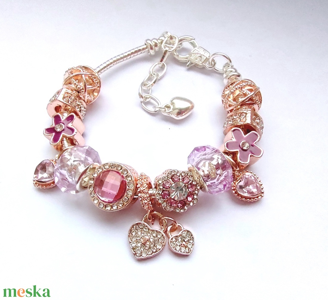 Virágoskert az élet - Rózsa arany és rózsaszín színekben pompázó Pandora stílusú charm karkötő - Rosé Gold - ékszer - karkötő - charm karkötő - Meska.hu Virágoskert az élet - Rózsa arany és rózsaszín színekben pompázó Pandora stílusú charm karkötő - Rosé Gold - ékszer - karkötő - charm karkötő - Meska.hu