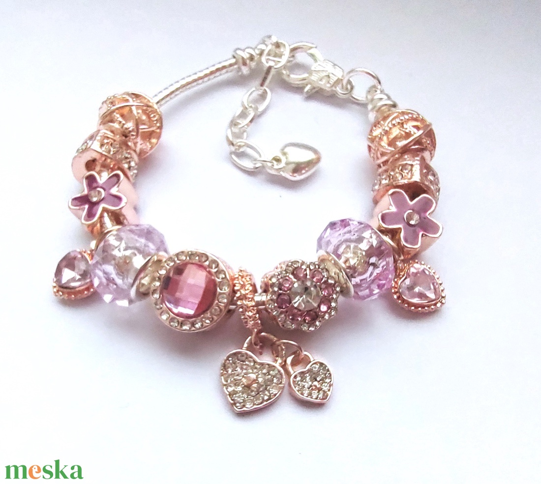 Virágoskert az élet - Rózsa arany és rózsaszín színekben pompázó Pandora stílusú charm karkötő - Rosé Gold - ékszer - karkötő - charm karkötő - Meska.hu Virágoskert az élet - Rózsa arany és rózsaszín színekben pompázó Pandora stílusú charm karkötő - Rosé Gold - ékszer - karkötő - charm karkötő - Meska.hu