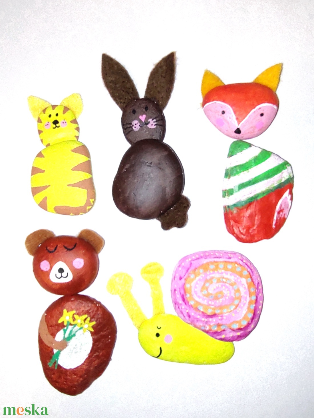 Állatos kavics kirakó - csiga, tigris, medve, nyúl  - játék & sport - puzzle - 3d puzzle - Meska.hu