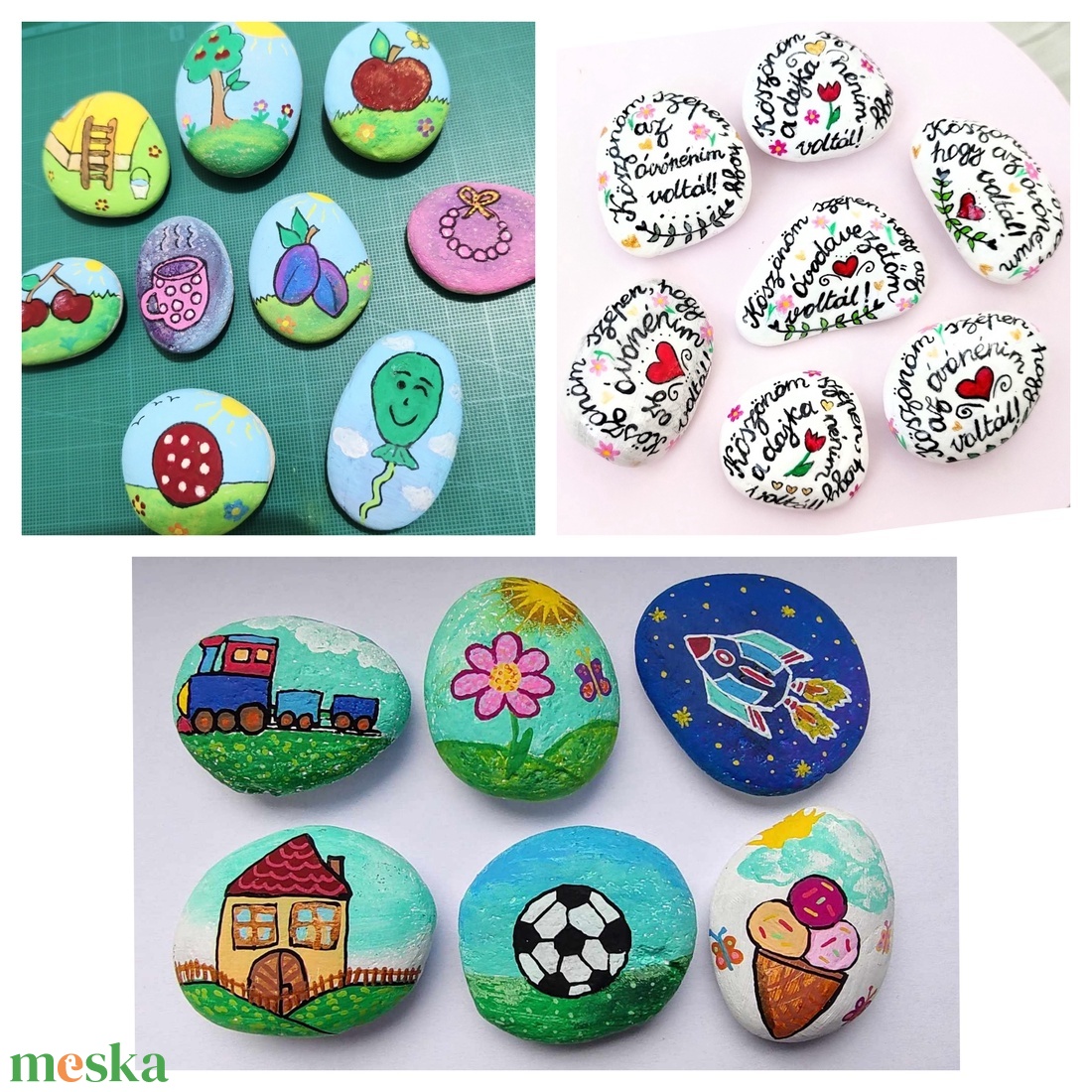 Óvodai jelek - kézzel festett ovis jeleket ábrázoló kövek + köszönő/ hála kavicsok - esküvő - dekoráció - asztaldísz - Meska.hu Óvodai jelek - kézzel festett ovis jeleket ábrázoló kövek + köszönő/ hála kavicsok - esküvő - dekoráció - asztaldísz - Meska.hu