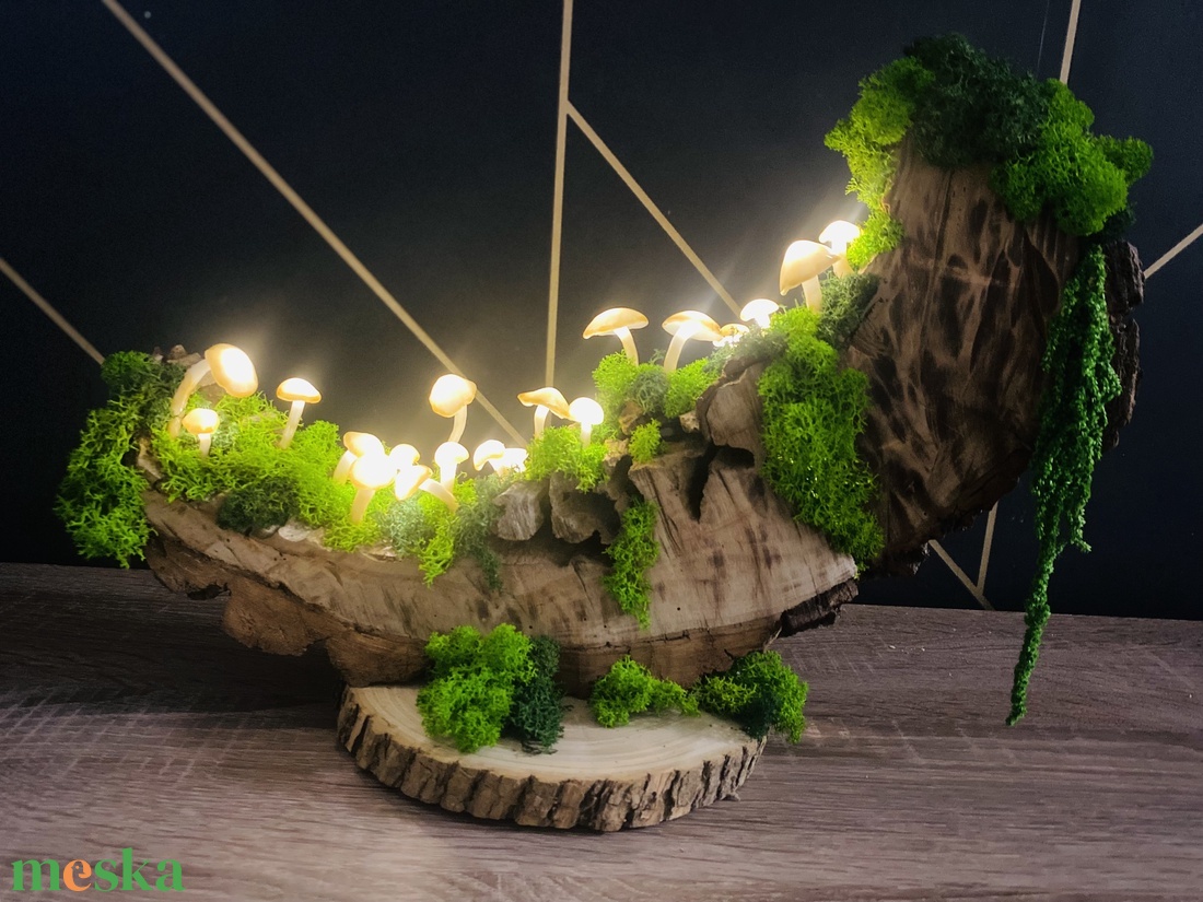 Fairy forest természet ihlette dekoráció, hangulatfény világító gombákkal - gomba lámpa - otthon & életmód - dekoráció - asztal és polc dekoráció - asztaldísz - Meska.hu