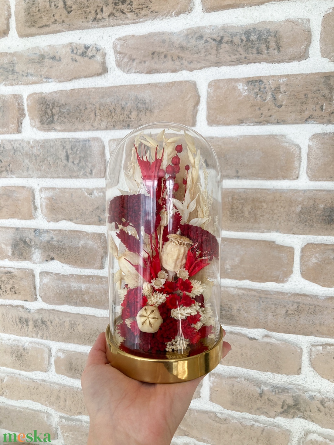 Szülőköszöntő, ballagási ajándék szárazvirágos búra PIROS - esküvő - emlék & ajándék - szülőköszöntő ajándék - Meska.hu