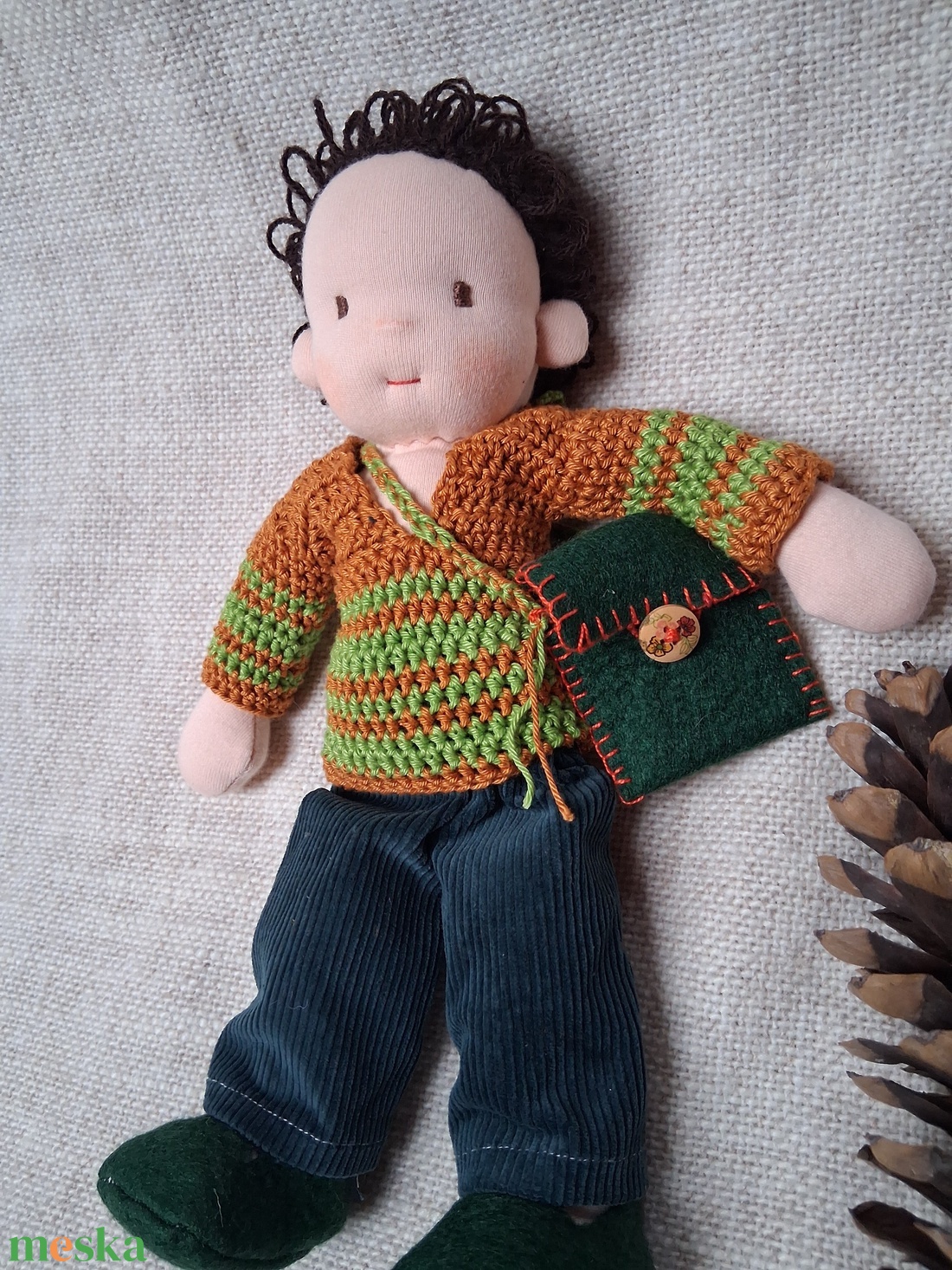 Waldorf jellegű baba, fiúbaba,  természetesjáték, rongybaba, puhababa - játék & sport - baba & babaház - öltöztethető baba - Meska.hu