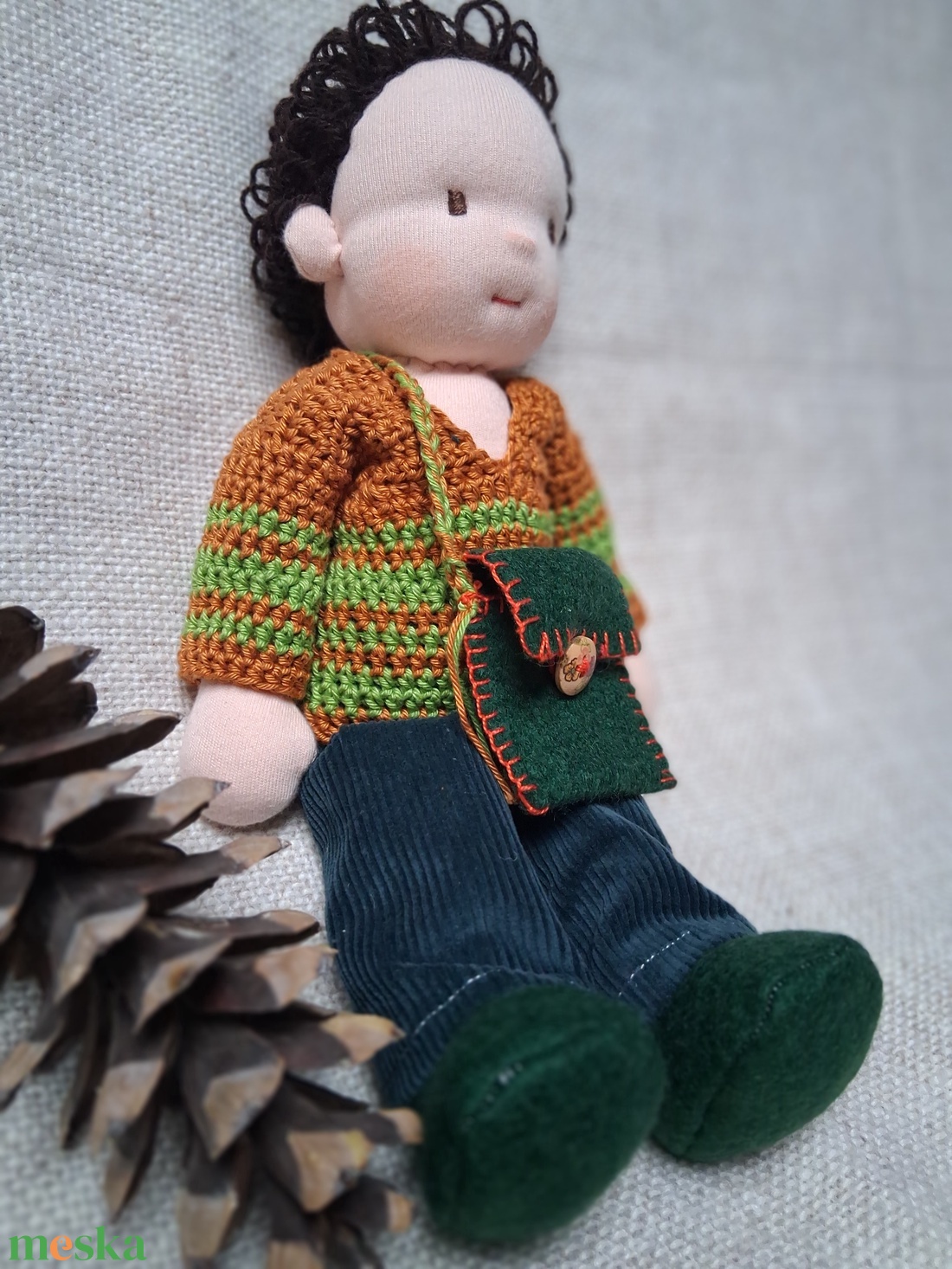 Waldorf jellegű baba, fiúbaba,  természetesjáték, rongybaba, puhababa - játék & sport - baba & babaház - öltöztethető baba - Meska.hu