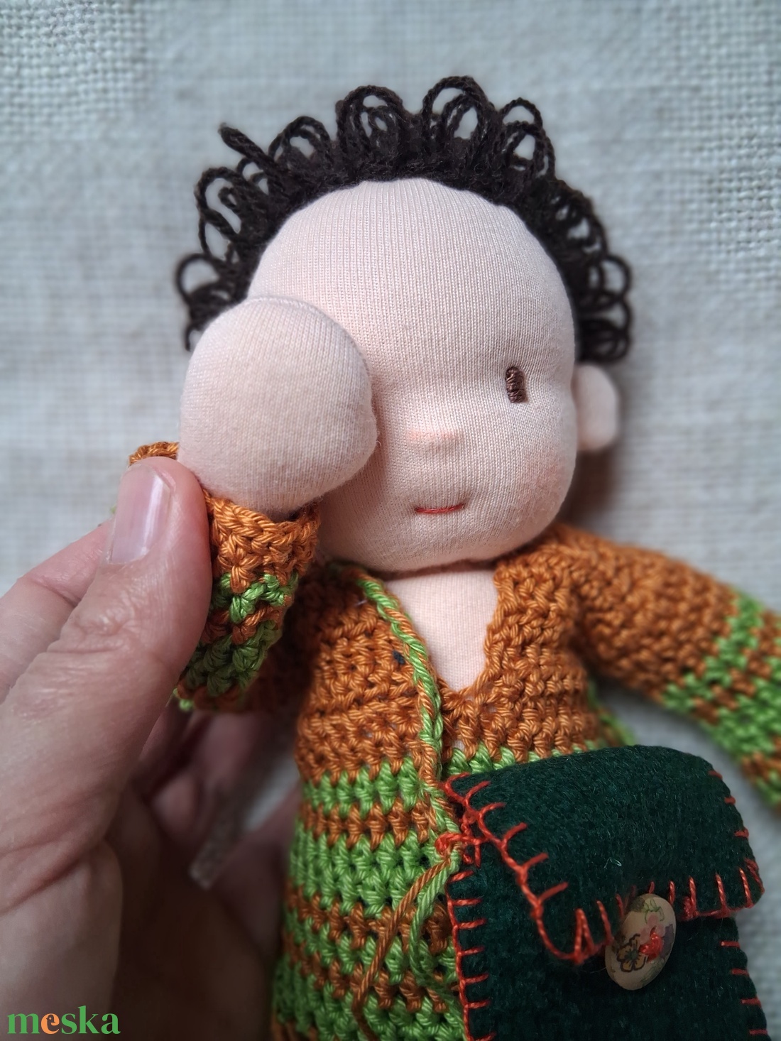 Waldorf jellegű baba, fiúbaba,  természetesjáték, rongybaba, puhababa - játék & sport - baba & babaház - öltöztethető baba - Meska.hu