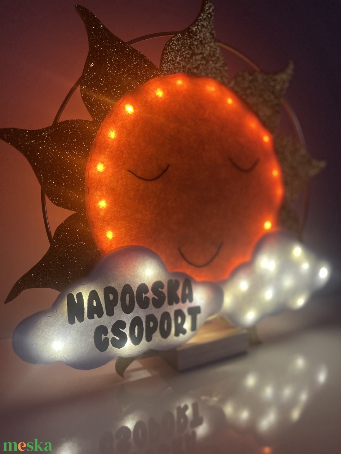 Napocska dekoráció - LED világítással - baba - mama - babaszoba dekoráció - éjszakai fény - Meska.hu