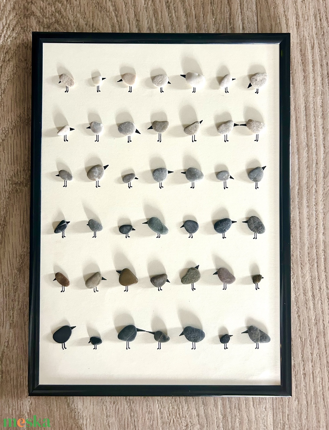 Madárka 42 KavicsMese kép keretben 22x31 cm - otthon & életmód - dekoráció - fali és függő dekoráció - falra akasztható dekor - Meska.hu
