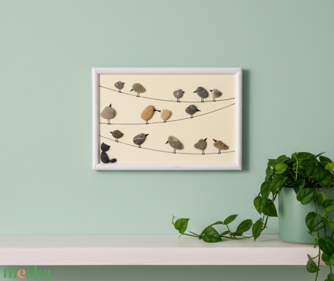 Madárka 17 KavicsMese kép keretben - otthon & életmód - dekoráció - kép & falikép - 3d képek - Meska.hu