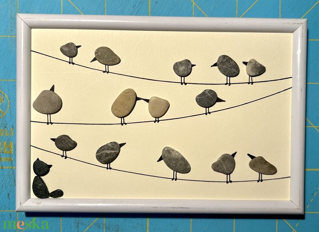 Madárka 17 KavicsMese kép keretben - otthon & életmód - dekoráció - kép & falikép - 3d képek - Meska.hu