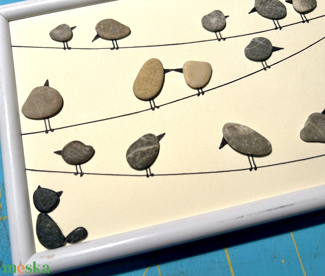 Madárka 17 KavicsMese kép keretben - otthon & életmód - dekoráció - kép & falikép - 3d képek - Meska.hu