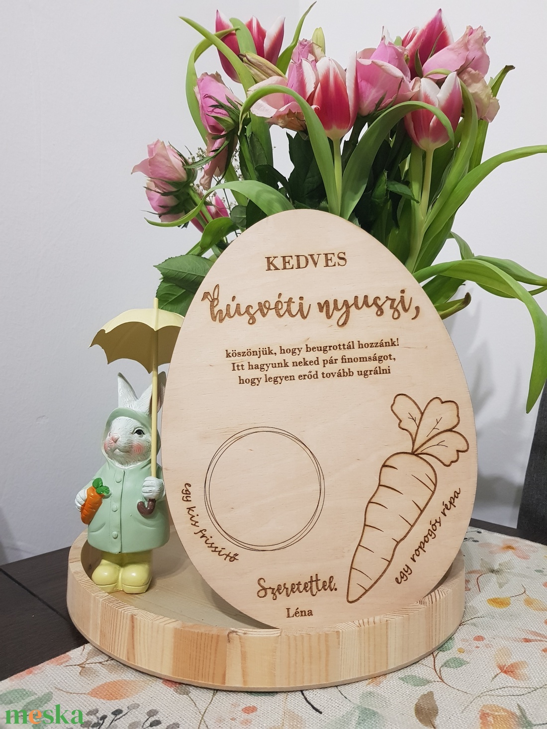 Húsvéti nyuszi váró tálca - ünnepi díszek, dekorációk - húsvéti díszek és dekorációk - húsvéti asztaldíszek - Meska.hu