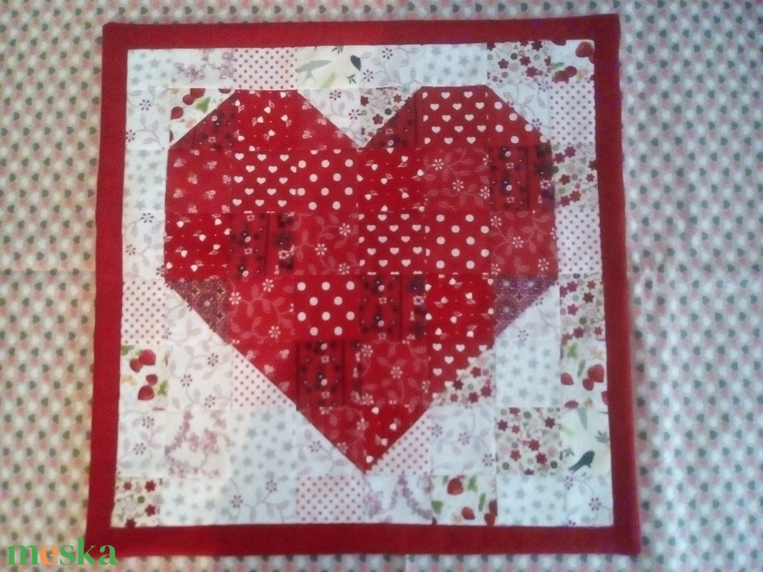 My Valentine! Patchwork Valentin napi díszpárna huzat, szív mintával -  - Meska.hu